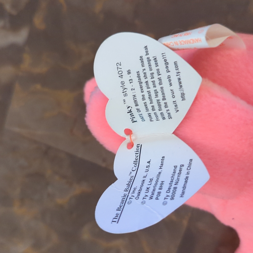 Retired Tag Errors PVC Pellet Pinky Beanie Baby 4072 Flamingo 🦩 - Picture 5 of 8